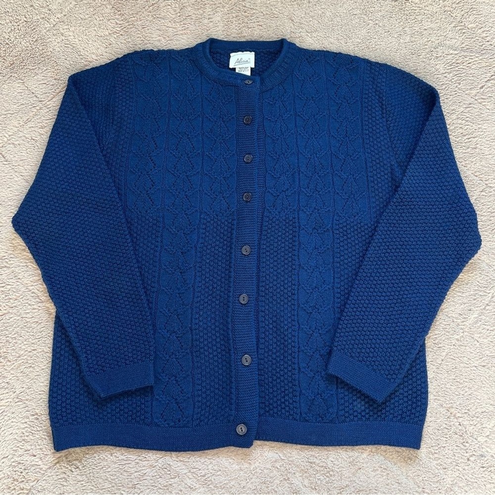 Vintage‎ Alicia Orlon Acrylic Knit Sweater Coastal Grandma Minimalist Sz L/XL